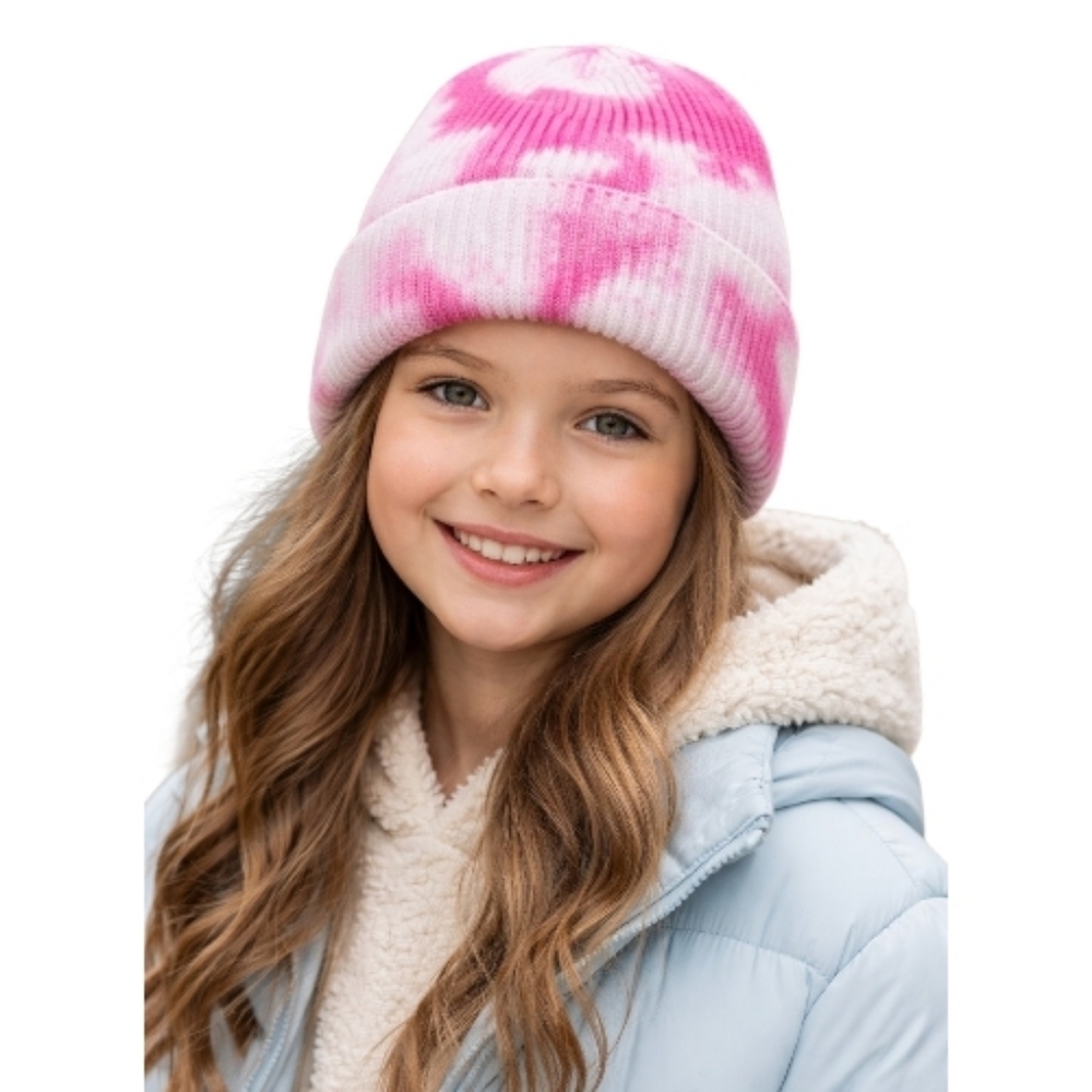 Gianni Bini NWT Girls Pink White Tie Dye Hat One Size